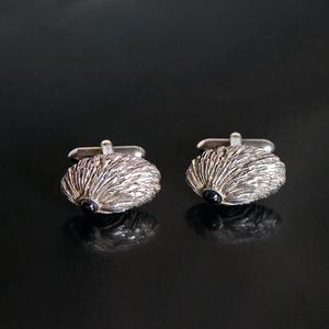 Vtg Sterling Silver & Onyx Stone Cufflinks